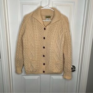 Kennedy of Ardara Irish Hand Cable Knit Pure Wool Fishermans Sweater in Cream M